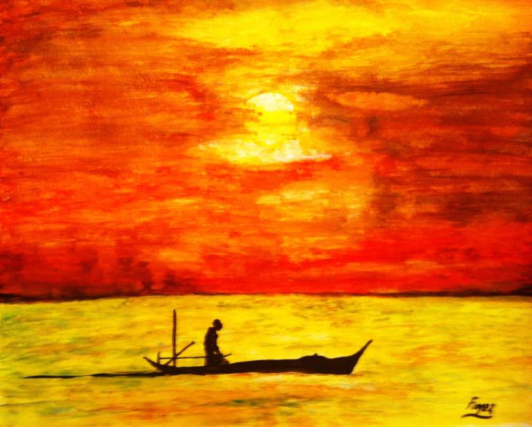 Man And The Sea Painting at PaintingValley.com | Explore collection of ...