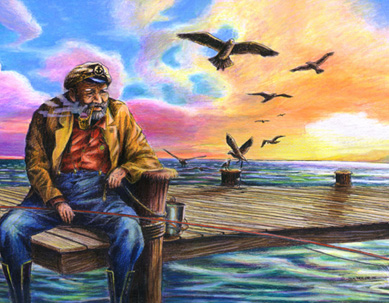 389x303 The Old Man And The Sea - Man And The Sea Painting