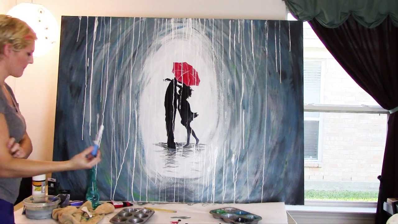 1280x720 How To Paint A Rainy Day Scene With Acrylics - Man And Woman Dancing In The Rain Painting