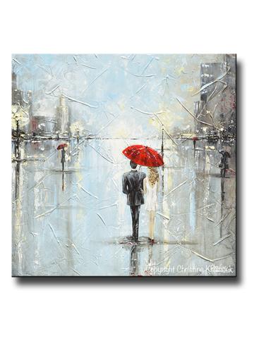 360x480 Original Art Abstract Paintings - Man And Woman Dancing In The Rain Painting