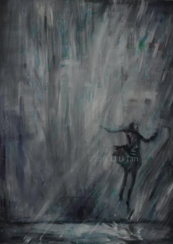 558x788 Gallery Past Art Pieces - Man And Woman Dancing In The Rain Painting