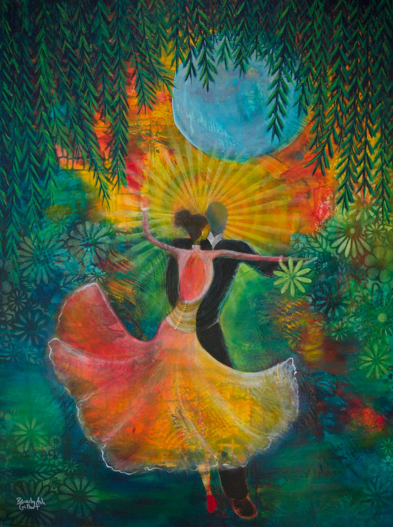 570x763 Shall We Dance, Original Acrylic Painting, Abstract Painting, Man - Man And Woman Dancing Painting
