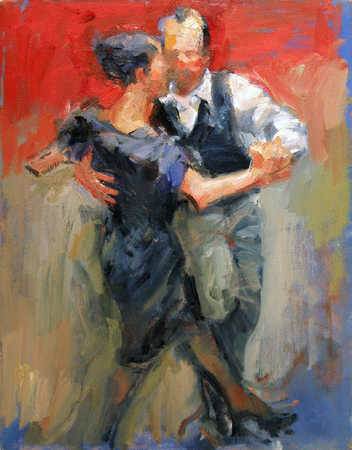 352x450 Stock Illustration - Man And Woman Dancing Painting