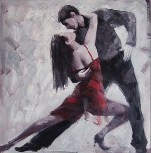 516x520 Original Paintings Dancing Man And Woman 2 Oil Paintings - Man And Woman Dancing Painting