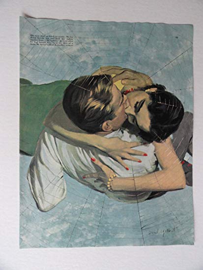 413x550 Lionel Gilbert, 50's Full Page Color Illustration - Man And Woman Kissing Painting