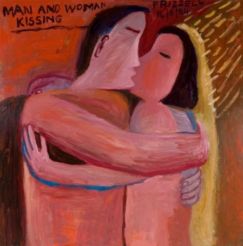 346x350 Man And Woman Kissing - Man And Woman Kissing Painting