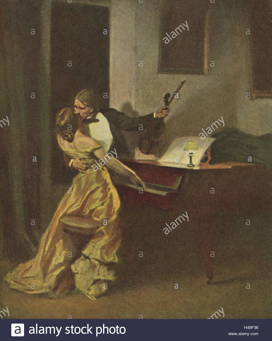 1108x1390 Woman Music Painting Piano Stock Photos Amp Woman Music Painting - Man And Woman Kissing Painting