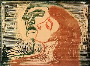 300x221 Edvard Munch Prints Man And Woman Kissing Each Other - Man And Woman Kissing Painting
