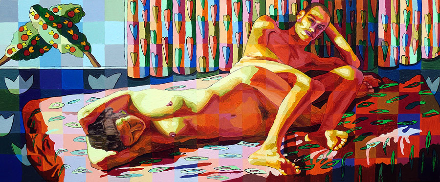 900x372 Couple On Bed Man Woman Painting Male Female Painting Erotic Art - Man And Woman Painting