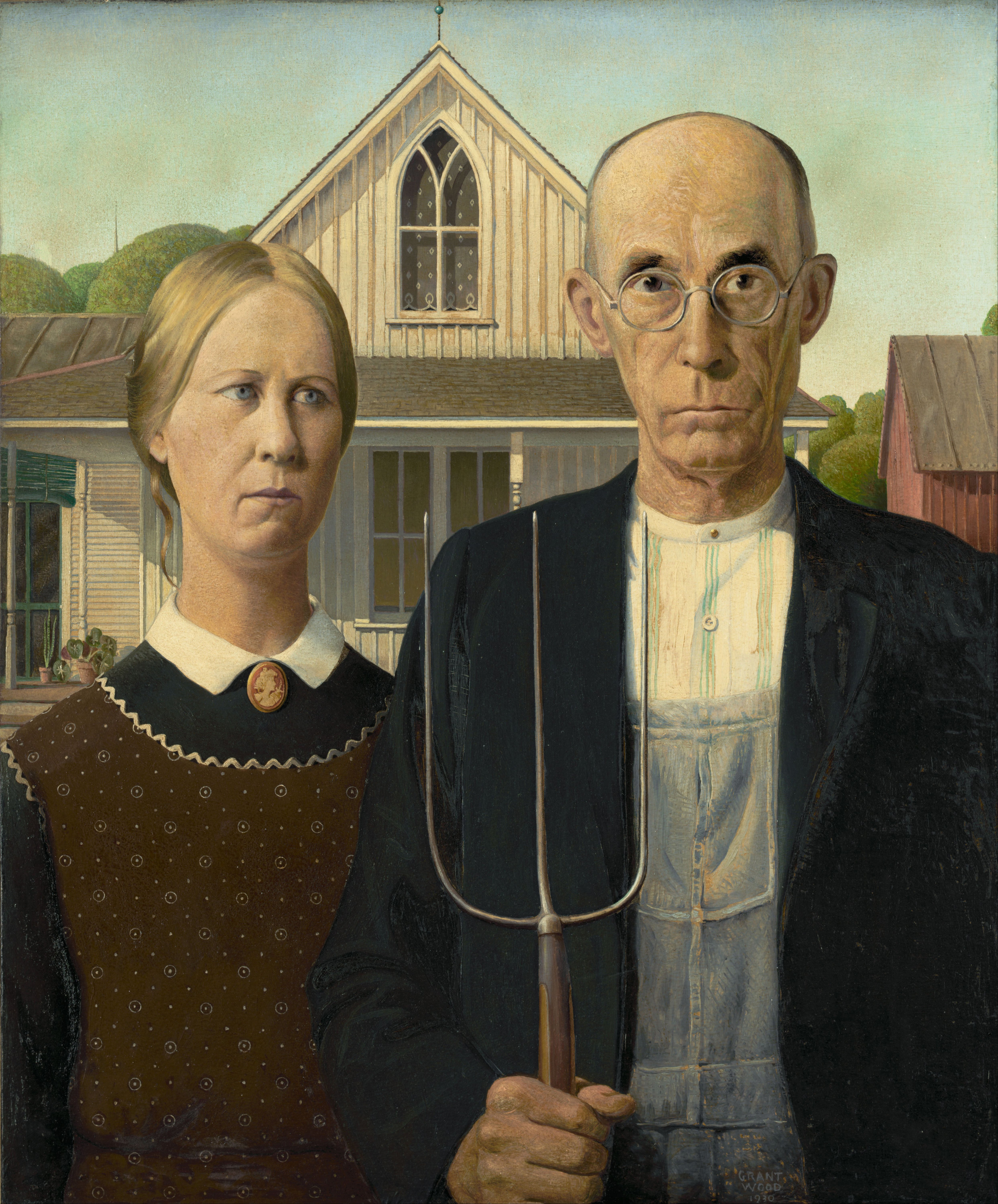 4973x6001 American Gothic - Man And Woman Painting