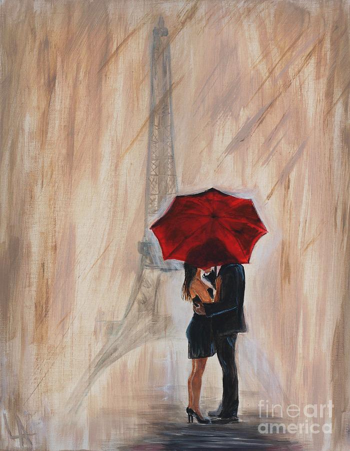 700x900 I'M Yours Painting By Leslie Allen - Man And Woman Under Umbrella Painting