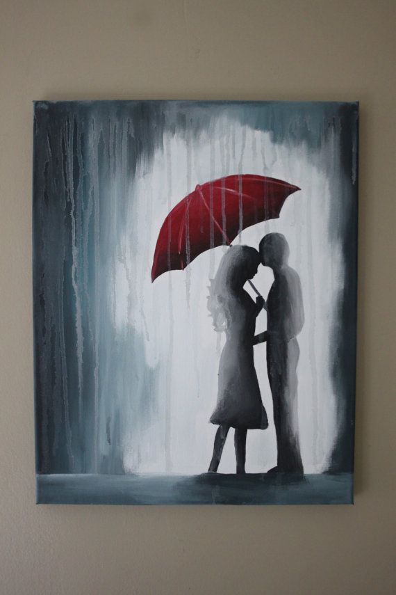 Man And Woman Under Umbrella Painting At Paintingvalley Com