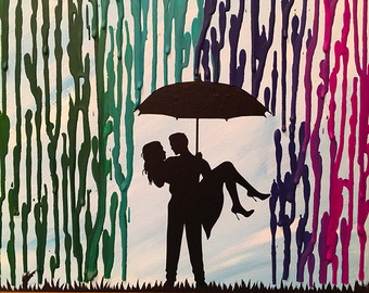 340x270 28 Amazing Couple Under Umbrella Silhouette Painting. Lovers Under - Man And Woman Under Umbrella Painting