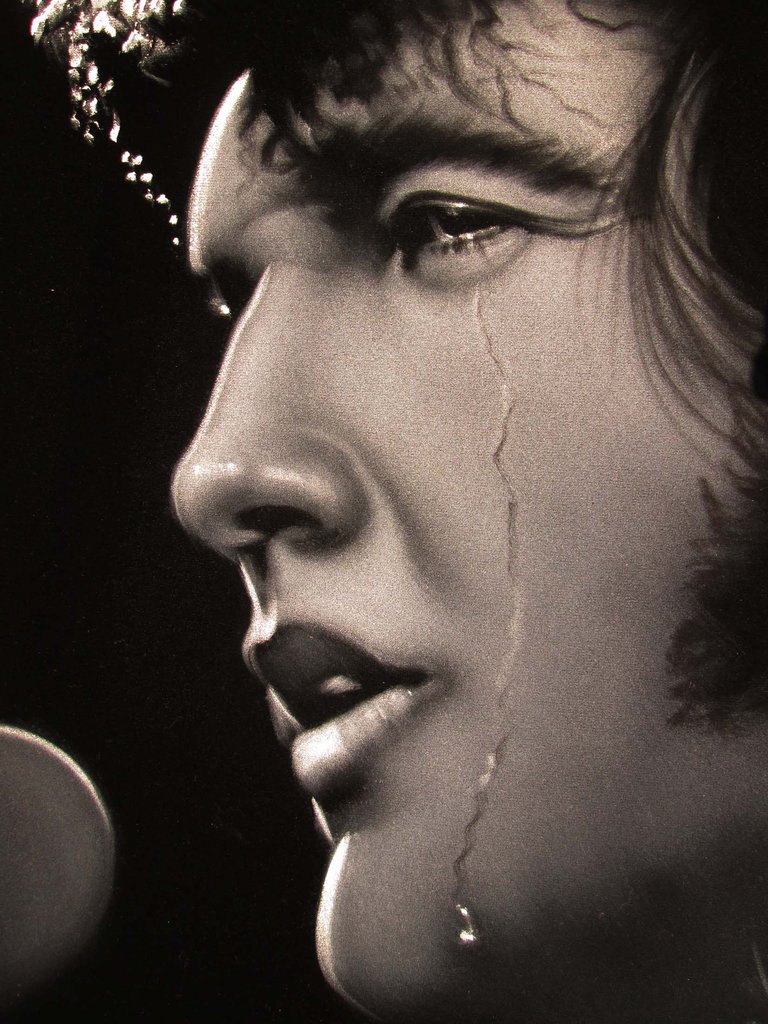 768x1024 Elvis Presley Crying Oil Painting Portrait On Black Velvet - Man Crying Painting