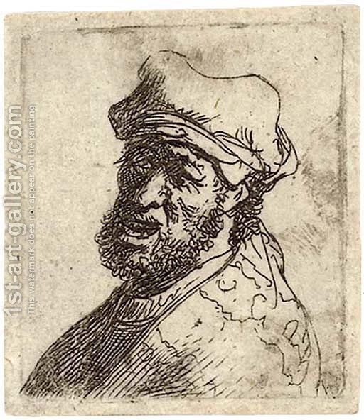 512x592 Man Crying Out, Three Quarters Left Bust Rembrandt Reproduction - Man Crying Painting