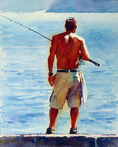 241x300 Man, Fishing Painting By Graham Berry - Man Fishing Painting