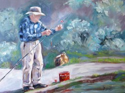 250x187 Man Fishing Paintings - Man Fishing Painting