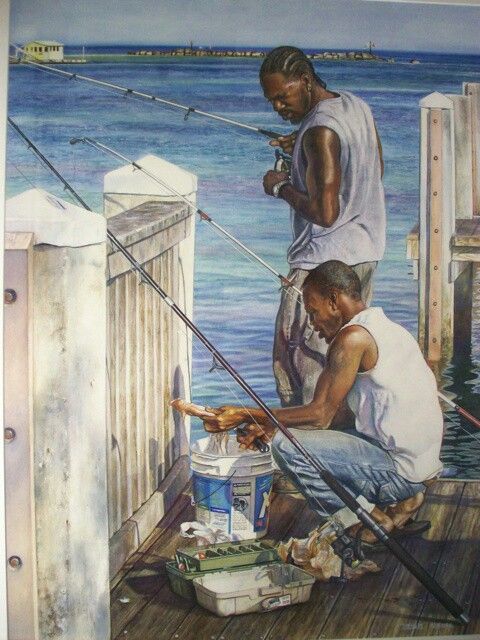 480x640 Two Black Men Fishing Black Art Black Man, Fish - Man Fishing Painting
