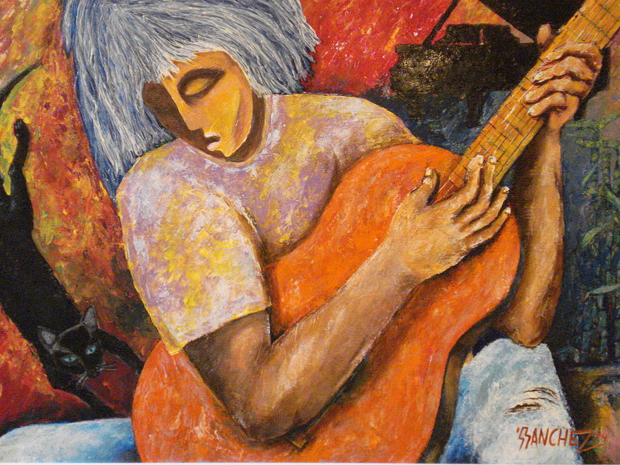 900x675 Guitar Man Painting By Joemar Sanchez - Man Guitar Painting