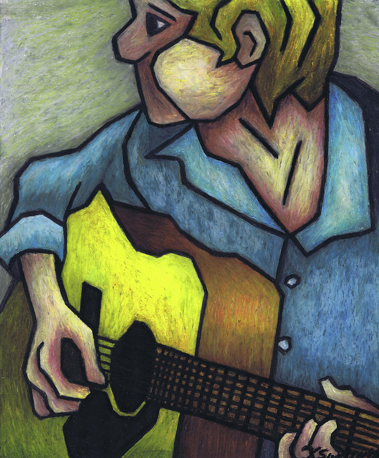 744x900 Guitar Man Painting By Kamil Swiatek - Man Guitar Painting