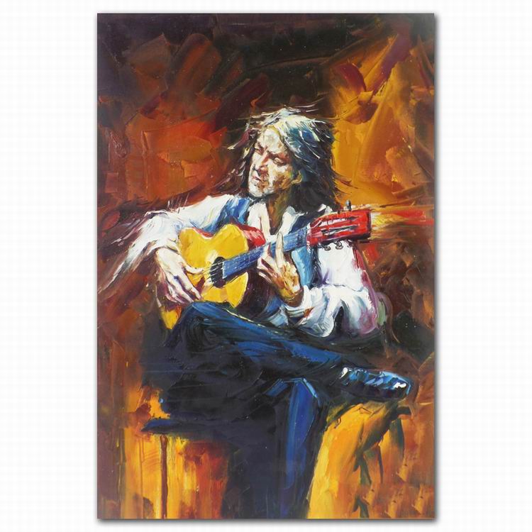 750x750 Handmade Impressionism Art Old Gentle Man Play Guitar Canvas Oil - Man Guitar Painting