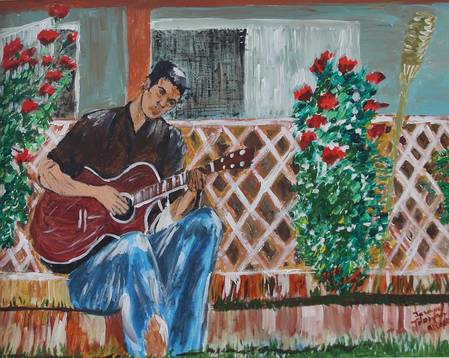 900x718 Man Playing The Guitar Painting By Jasmine Tolmajian - Man Guitar Painting