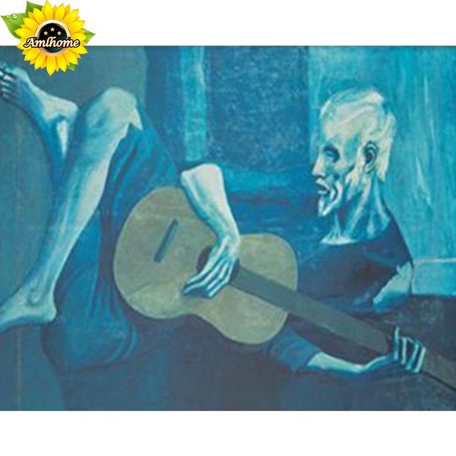 640x640 Diy 2017 Crafts Character Diamond Embroidery Old Man Playing - Man Guitar Painting