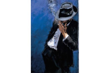 450x300 Man In Black Suit Painting Fabian Perez Art - Man In Suit Painting