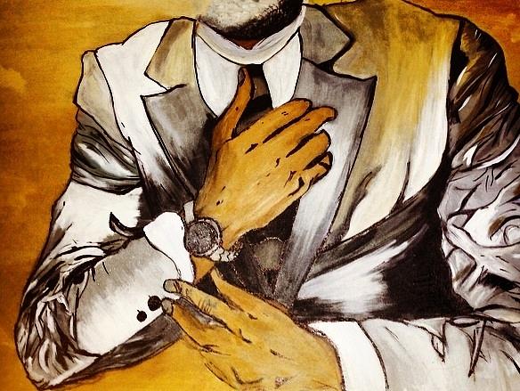 584x439 The Man In Suit Painting By Dija Ide - Man In Suit Painting