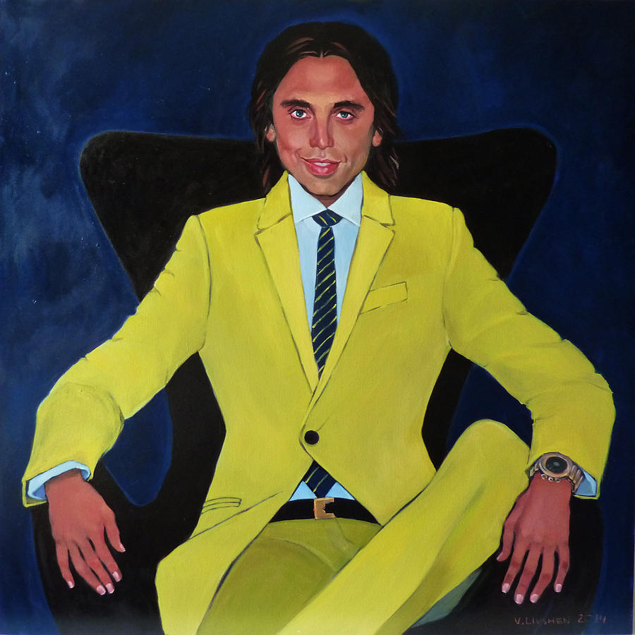900x900 The Young Man In A Yellow Suit Painting By Violetta Livshen - Man In Suit Painting