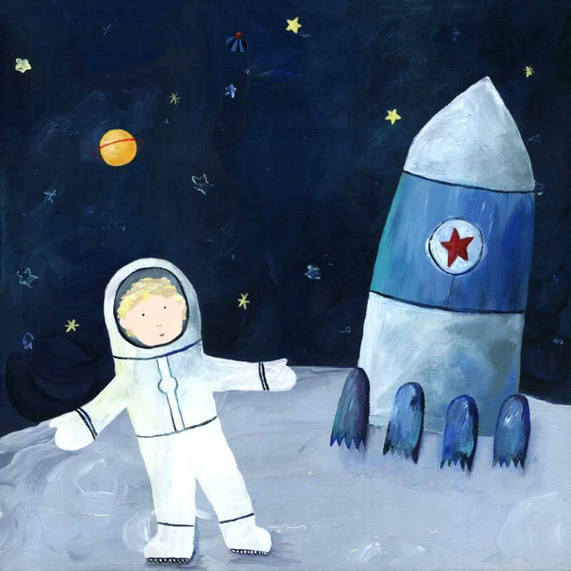 640x640 Man On The Moon Art Print - Man In The Moon Painting