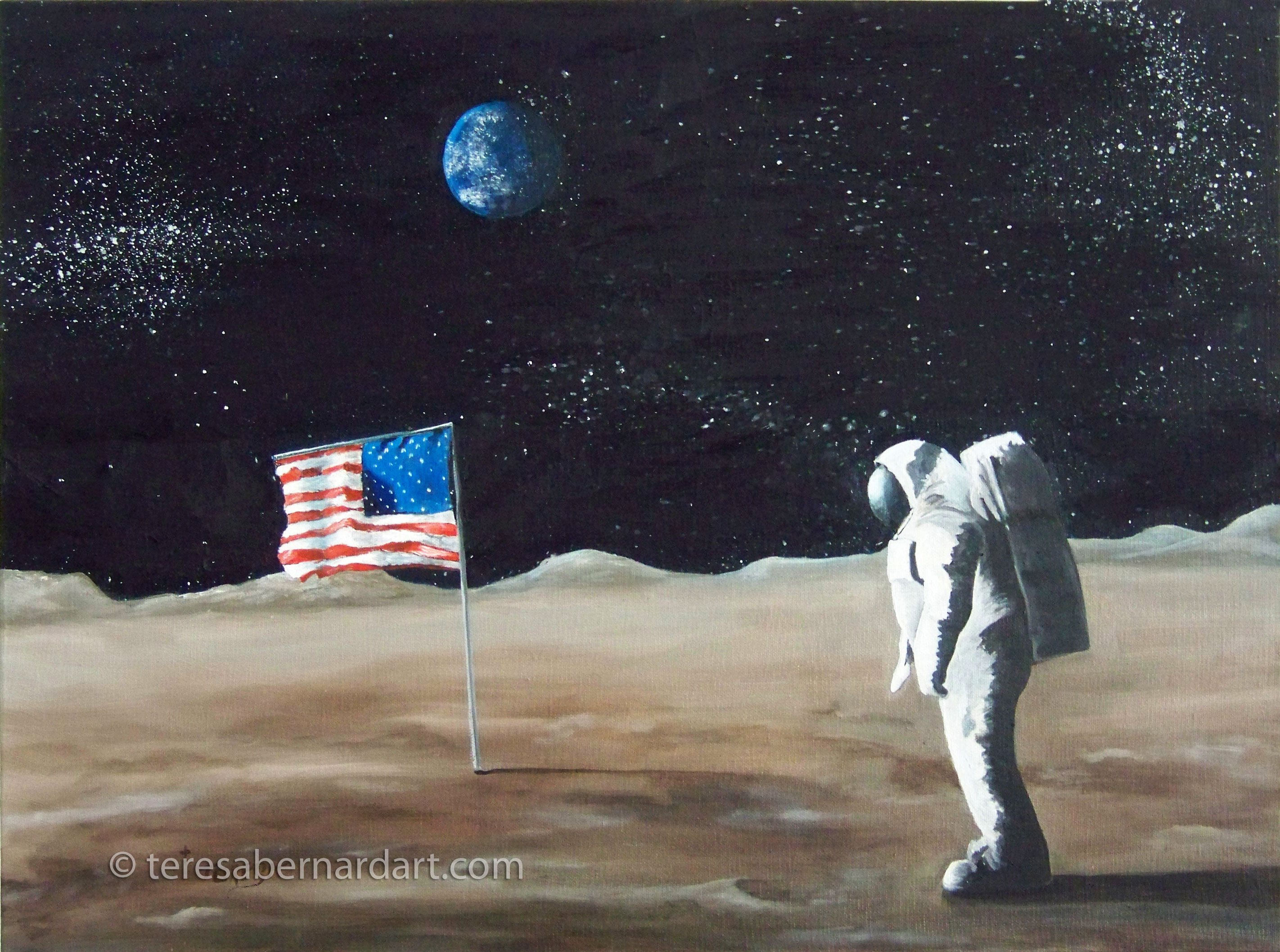 2844x2116 Neil Armstrong - Man In The Moon Painting