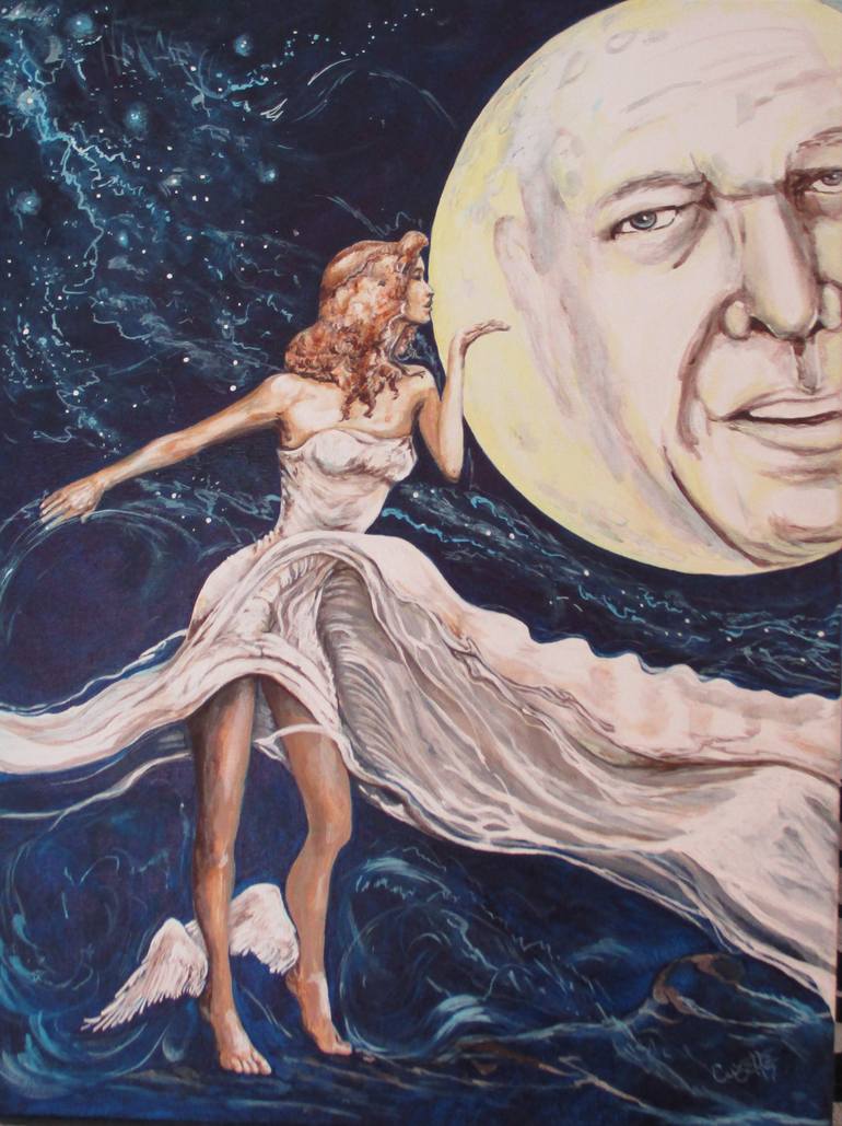 770x1029 Saatchi Art Man In The Moon Painting By Suzette Boice - Man In The Moon Painting