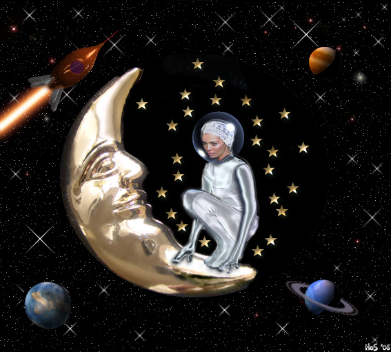 567x510 Talking To The Man In The Moon By Hera Of Stockholm - Man In The Moon Painting