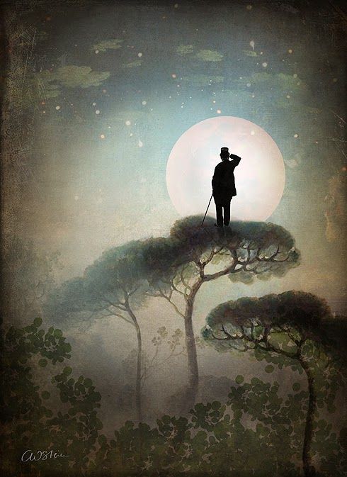 490x673 The Man In The Moon (Catrin Welz Stein) Moon, Artist - Man In The Moon Painting