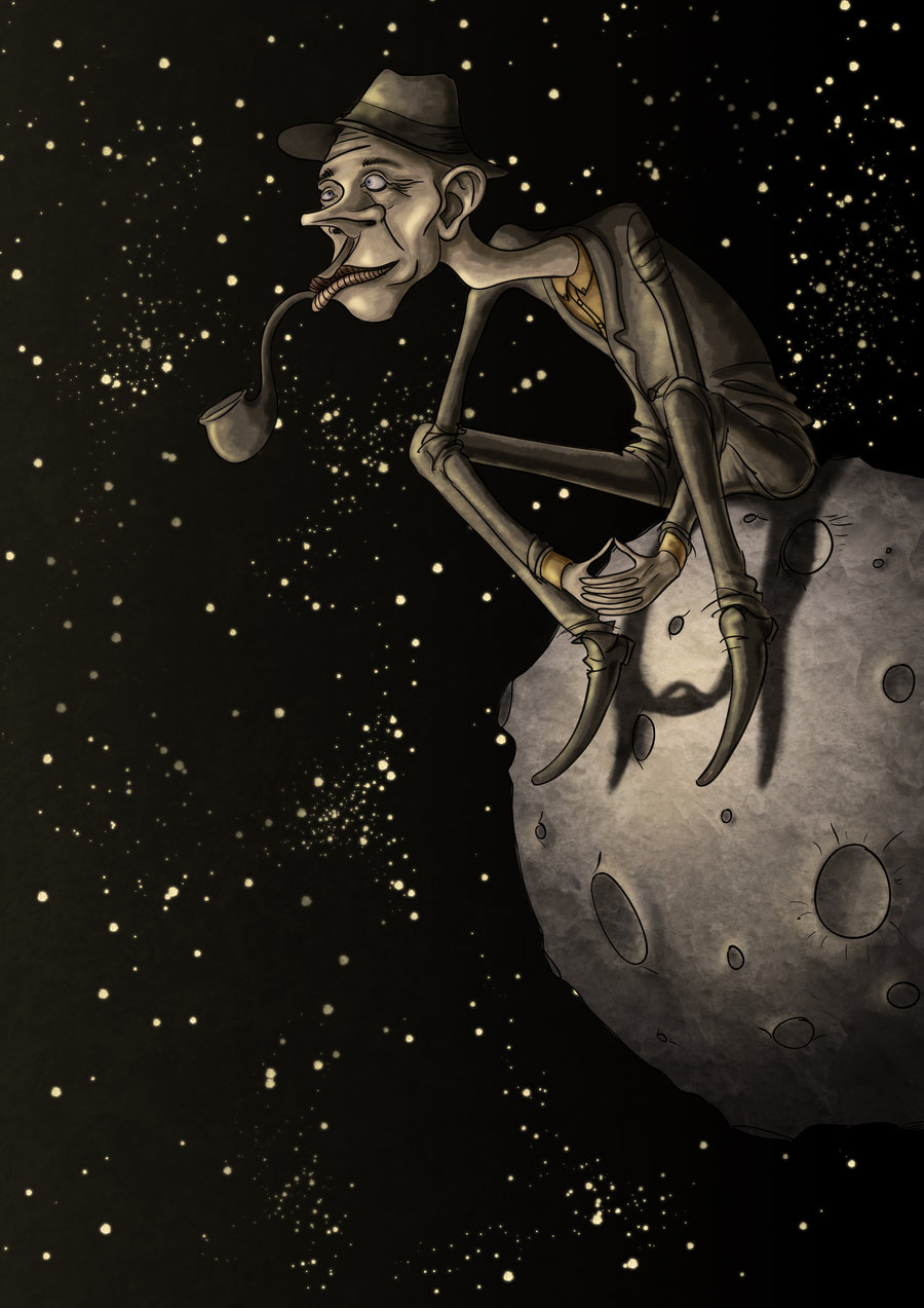 900x1273 Moon's Old Man By Neobamboom - Man In The Moon Painting