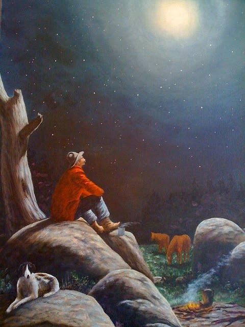 480x640 Man And The Moon Painting By Phyllis White - Man In The Moon Painting