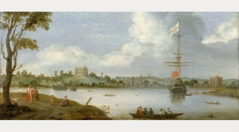 800x442 Greenwich Palace From The North East, With A Man O War Painting - Man O War Painting