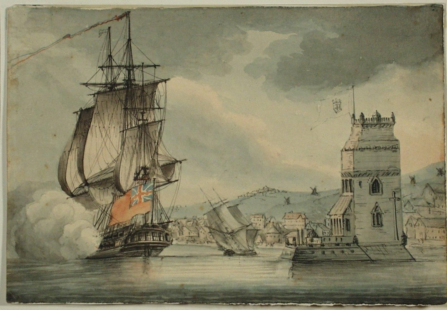 1427x988 Man O War Painting A British Man O War In Harbour In The Tagus - Man O War Painting