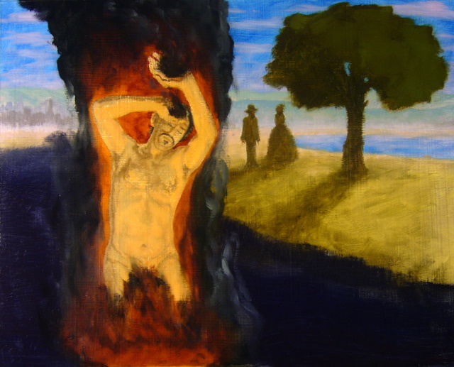 640x517 Paintings By Ethan Cranke Fire Man Viii Art Is An Act Of Self - Man Of Fire Painting