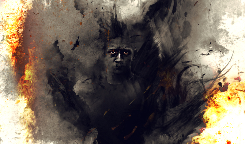 800x470 Photo Manipulation And Digital Painting Of A Surreal Man On Fire - Man Of Fire Painting