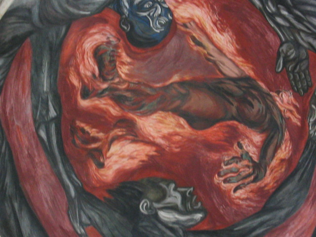 640x480 Jose Clemente Orozco Mural (The Man Of Fire) Instituto - Man Of Fire Painting