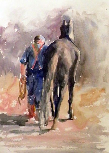 430x600 Man Amp Horse (Terry Oakes Bourret) - Man On Horse Painting