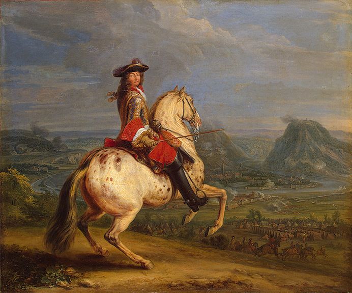 692x575 Painting Of A Man Holding A Sword While Riding A Rearing Horse - Man On Horse Painting