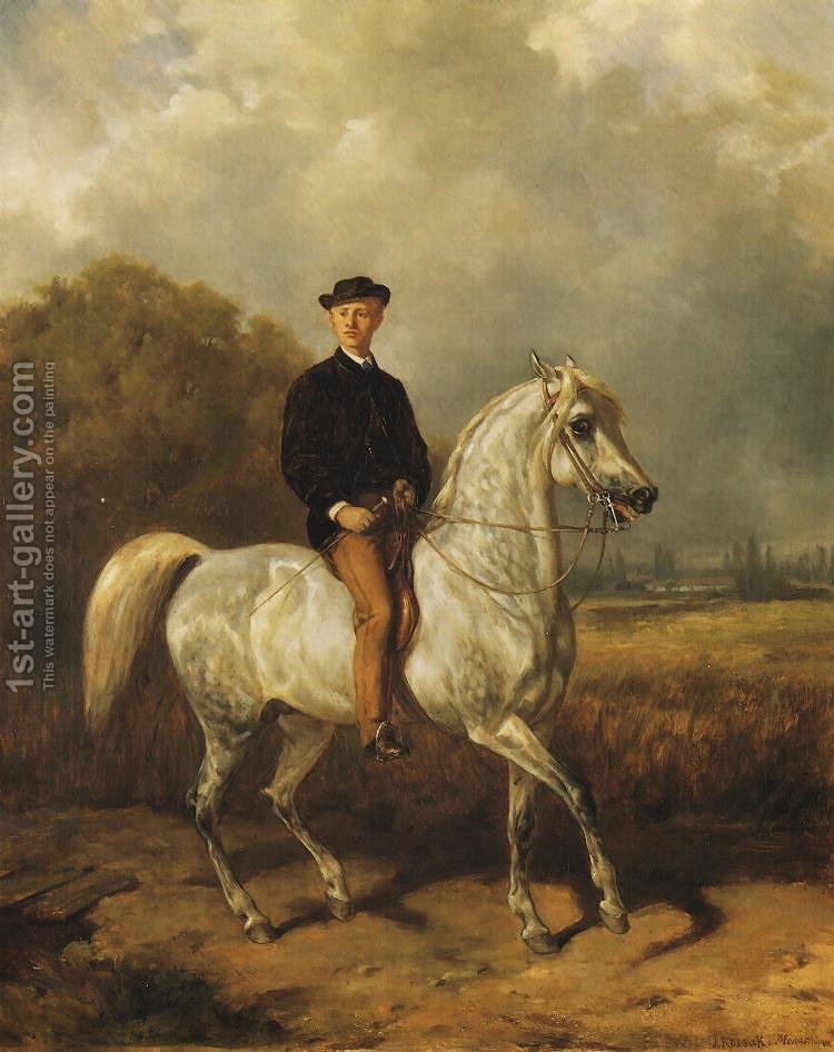750x946 Portrait Of A Man On Horseback Juliusz Kossak Reproduction 1st - Man On Horse Painting