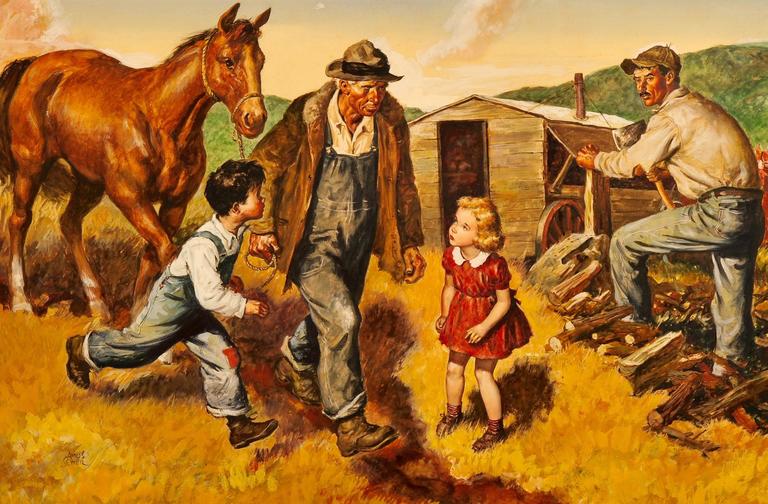 768x504 Amos Sewell - Man On Horse Painting