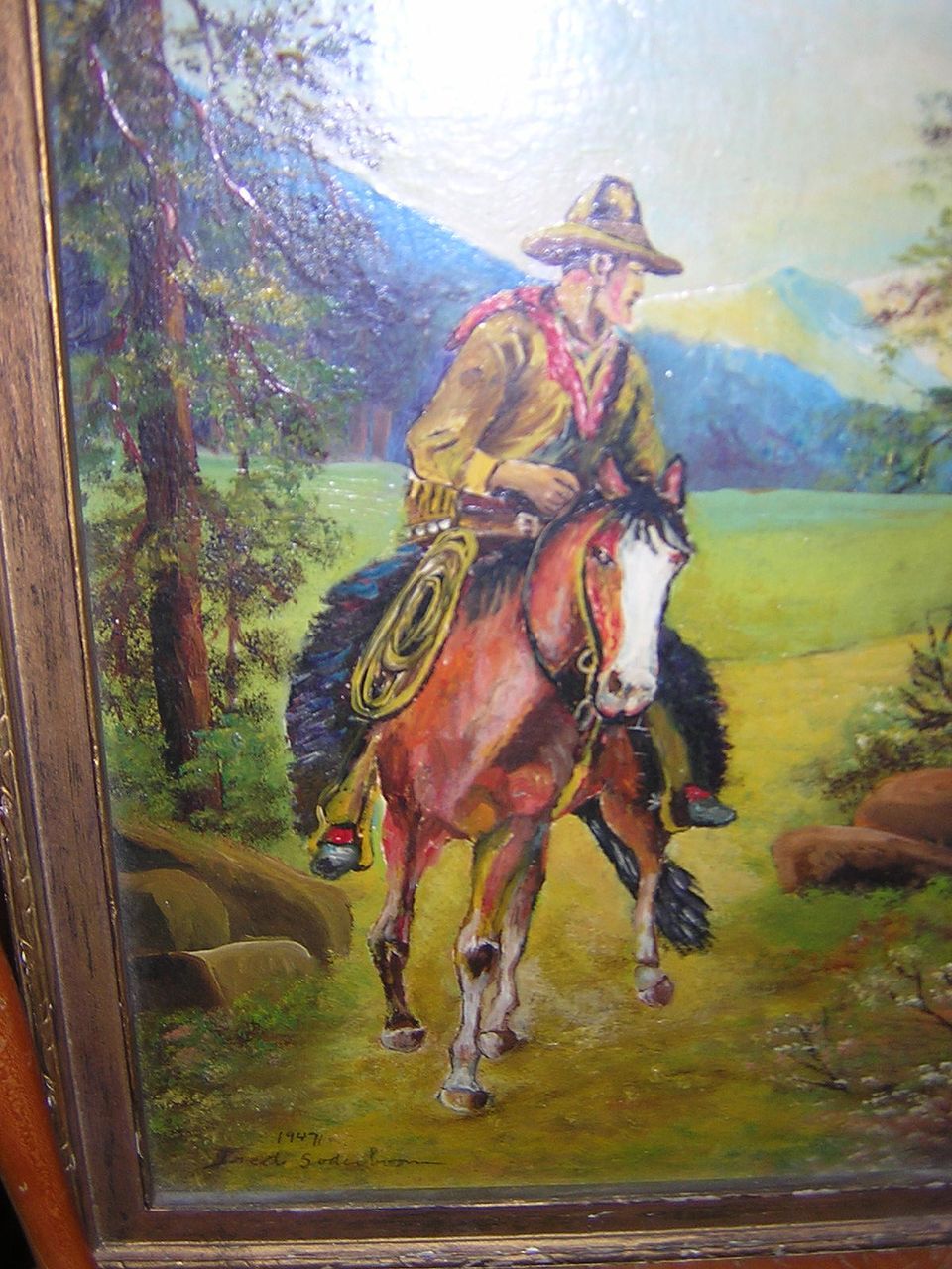 960x1280 Cowboy Painting Man On Horse Giddyup~cowboy - Man On Horse Painting