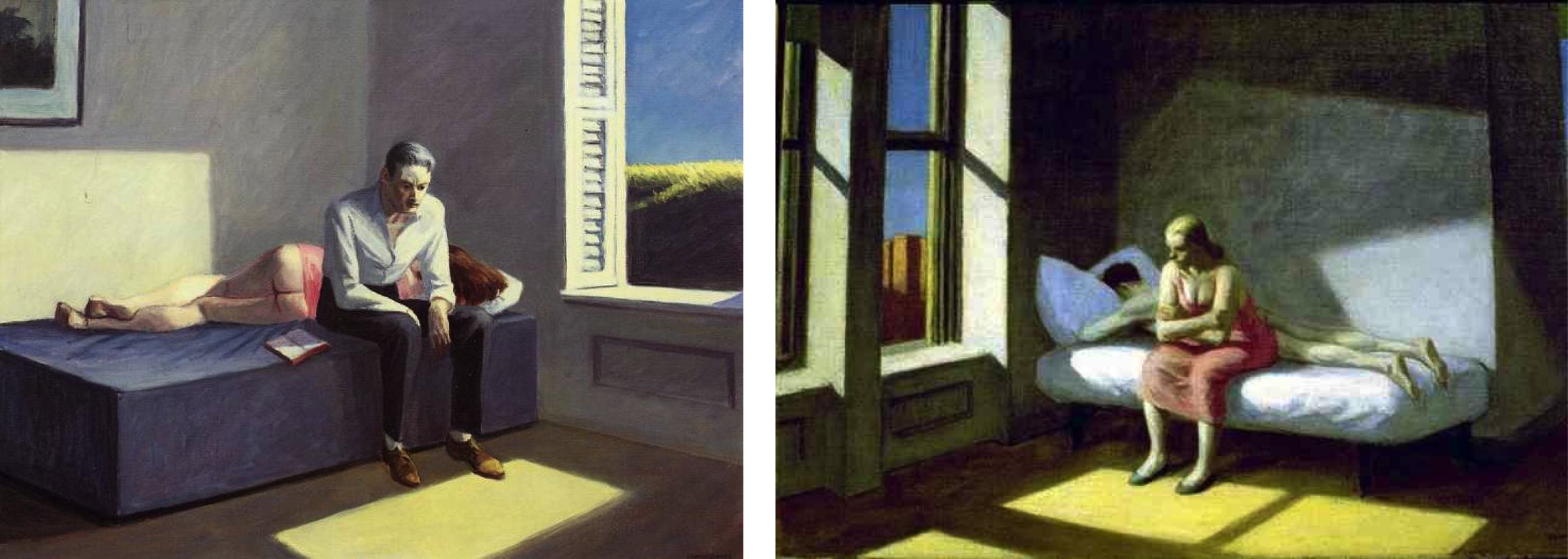 3867x1380 Hopper's Sunlight Paintings Ideal Forms And Shadows Tim - Man On The Bed Painting