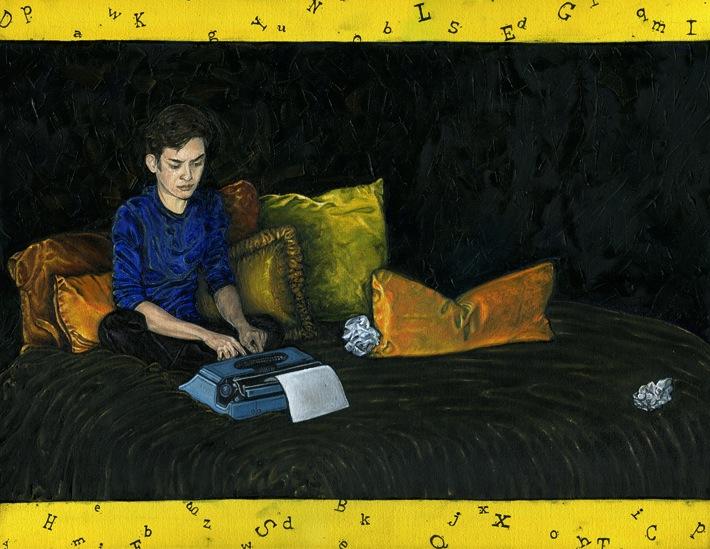 710x549 Portrait Of A Young Man And His Typewriter Bibeloteca Mollusca - Man On The Bed Painting