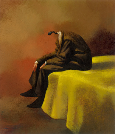 386x450 Stock Illustration - Man On The Bed Painting